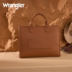 WG390-8110  Wrangler Structured Work Tote/Large Carry-All Tote/Crossbody with Pouch - Brown