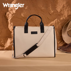 WG390-8110  Wrangler Structured Work Tote/Large Carry-All Tote/Crossbody with Pouch - Black-Beige