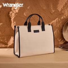 WG390-8110  Wrangler Structured Work Tote/Large Carry-All Tote/Crossbody with Pouch - Black-Beige
