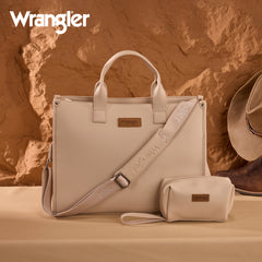 WG390-8110  Wrangler Structured Work Tote/Large Carry-All Tote/Crossbody with Pouch - Tan