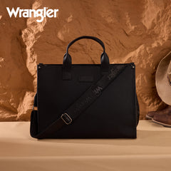 WG390-8110  Wrangler Structured Work Tote/Large Carry-All Tote/Crossbody with Pouch - Black