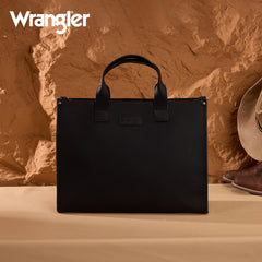 WG390-8110  Wrangler Structured Work Tote/Large Carry-All Tote/Crossbody with Pouch - Black
