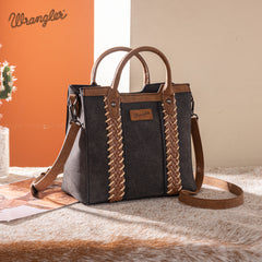 WG217-889  Wrangler Braided Whipstitch Top Handle Small Tote/Crossbody