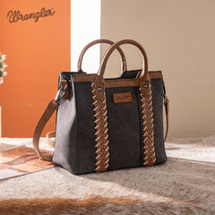 WG217-889  Wrangler Braided Whipstitch Top Handle Small Tote/Crossbody