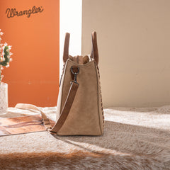 WG217-889  Wrangler Braided Whipstitch Top Handle Small Tote/Crossbody