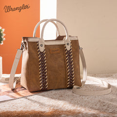 WG217-889  Wrangler Braided Whipstitch Top Handle Small Tote/Crossbody
