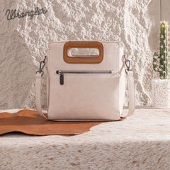 WG193-2003  Wrangler Top Handle Boot Scroll Fringe Tote/Crossbody -Beige