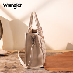 WG313-8119  Wrangler Sherpa Aztec Canvas Tote/Crossbody - Tan