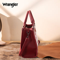 WG313-8119  Wrangler Sherpa Aztec Canvas Tote/Crossbody - Burgundy