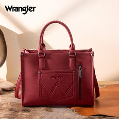 WG313-8119  Wrangler Sherpa Aztec Canvas Tote/Crossbody - Burgundy