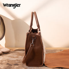 WG313-8119  Wrangler Sherpa Aztec Canvas Tote/Crossbody - Brown