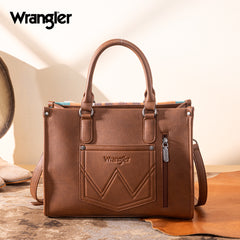 WG313-8119  Wrangler Sherpa Aztec Canvas Tote/Crossbody - Brown