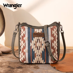 WG313-2003   Wrangler Sherpa Aztec Canvas Crossbody - Green