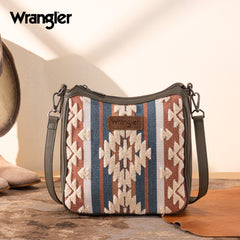 WG313-2003   Wrangler Sherpa Aztec Canvas Crossbody - Green