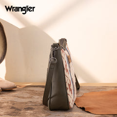 WG313-2003   Wrangler Sherpa Aztec Canvas Crossbody - Green