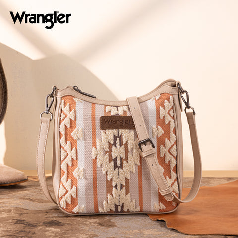 WG313-2003   Wrangler Sherpa Aztec Canvas Crossbody - Tan