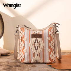 WG313-2003   Wrangler Sherpa Aztec Canvas Crossbody - Tan
