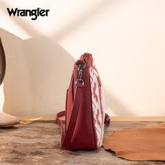 WG313-2003   Wrangler Sherpa Aztec Canvas Crossbody - Burgundy