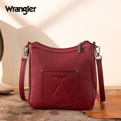 WG313-2003   Wrangler Sherpa Aztec Canvas Crossbody - Burgundy