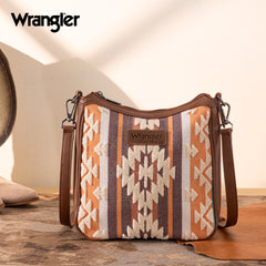 WG313-2003   Wrangler Sherpa Aztec Canvas Crossbody - Brown