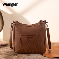 WG313-2003   Wrangler Sherpa Aztec Canvas Crossbody - Brown
