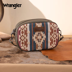 WG313-8365   Wrangler Sherpa Aztec Canvas Crossbody - Green