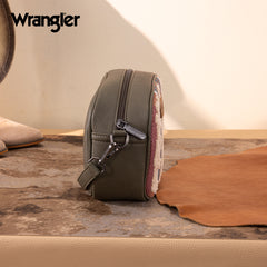 WG313-8365   Wrangler Sherpa Aztec Canvas Crossbody - Green