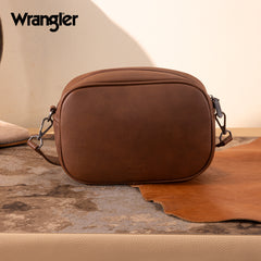 WG313-8365   Wrangler Sherpa Aztec Canvas Crossbody - Brown