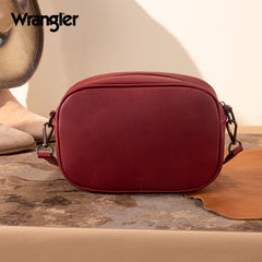 WG313-8365   Wrangler Sherpa Aztec Canvas Crossbody - Burgundy