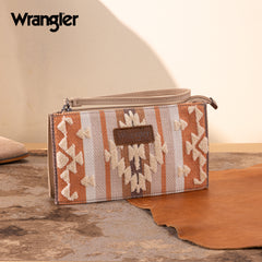 WG313-181  Wrangler Sherpa Aztec Canvas  Clutch - Tan
