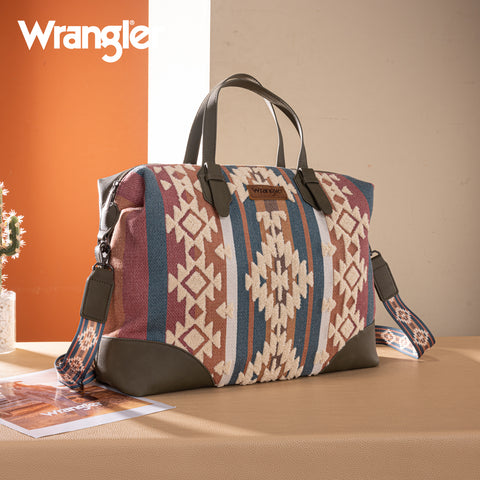 WG313-5110   Wrangler Sherpa Aztec Canvas Duffle Bag - Green