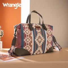 WG313-5110   Wrangler Sherpa Aztec Canvas Duffle Bag - Green