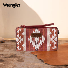 WG313-181  Wrangler Sherpa Aztec Canvas  Clutch - Burgundy