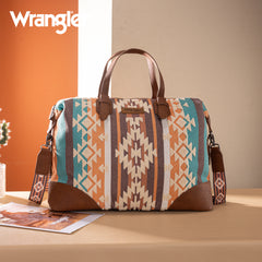 WG313-5110   Wrangler Sherpa Aztec Canvas Duffle Bag - Brown
