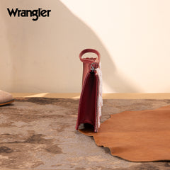 WG313-181  Wrangler Sherpa Aztec Canvas  Clutch - Burgundy