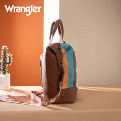 WG313-5110   Wrangler Sherpa Aztec Canvas Duffle Bag - Brown