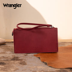 WG313-181  Wrangler Sherpa Aztec Canvas  Clutch - Burgundy