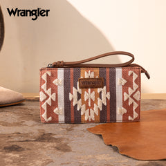 WG313-181  Wrangler Sherpa Aztec Canvas  Clutch - Brown