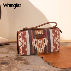 WG313-181  Wrangler Sherpa Aztec Canvas  Clutch - Brown