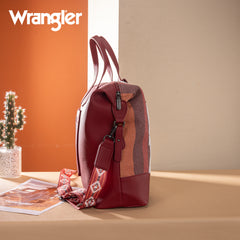 WG313-5110   Wrangler Sherpa Aztec Canvas Duffle Bag - Burgundy