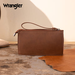 WG313-181  Wrangler Sherpa Aztec Canvas  Clutch - Brown