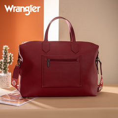 WG313-5110   Wrangler Sherpa Aztec Canvas Duffle Bag - Burgundy