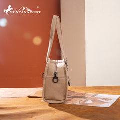 MW1345-8802TN  Montana West Western Tooled Small Satchel Crossbody Bag  -Tan