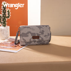 WG286-1833  Wrangler Camo Print Canvas Clutch/Crossbody - Grey
