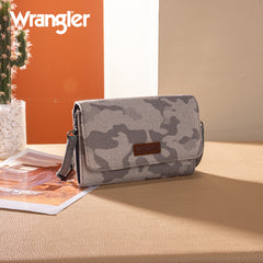 WG286-1833  Wrangler Camo Print Canvas Clutch/Crossbody - Grey