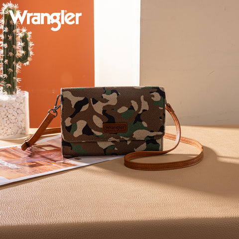 WG286-1833  Wrangler Camo Print Canvas Clutch/Crossbody - Green