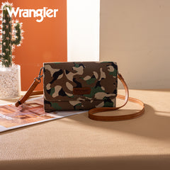 WG286-1833  Wrangler Camo Print Canvas Clutch/Crossbody - Green