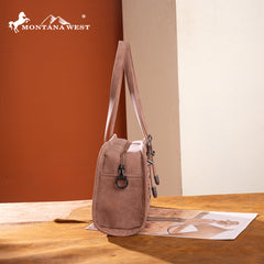 MW1345-8802DPK  Montana West Western Tooled Small Satchel Crossbody Bag  -Dark Pink