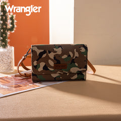 WG286-1833  Wrangler Camo Print Canvas Clutch/Crossbody - Green