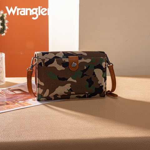 WG286-1833  Wrangler Camo Print Canvas Clutch/Crossbody - Green